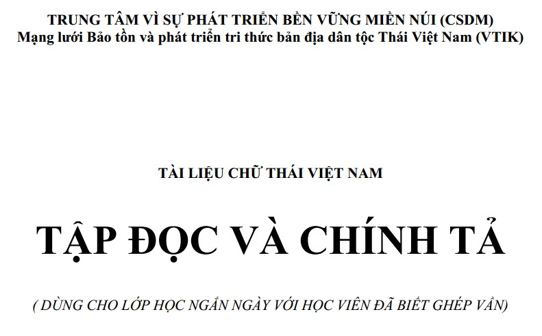 Tài liệu chữ Thái Việt Nam (Tập đọc và chính tả)