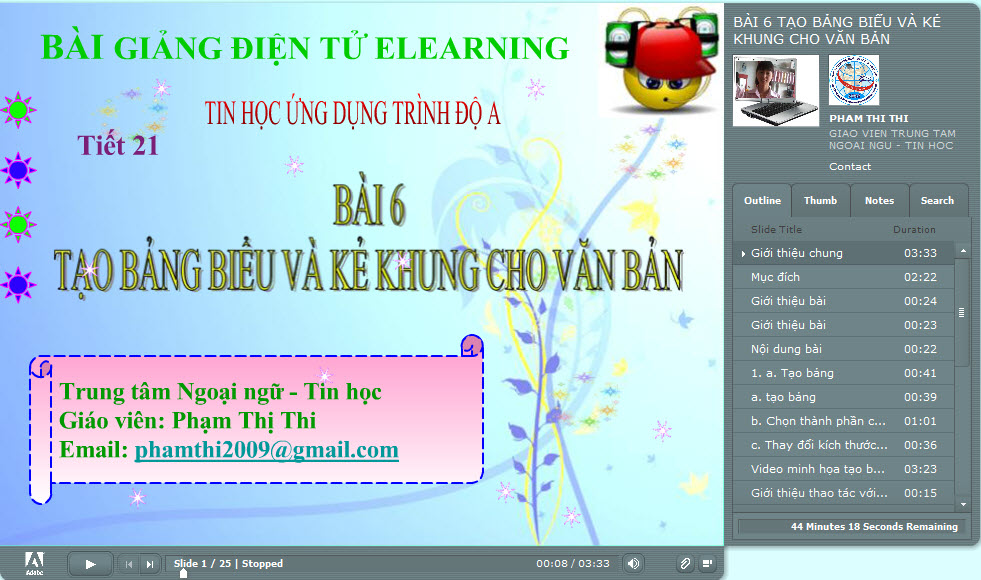 Bài giảng e-Learning: Tạo bảng biểu và kẻ khung văn bản trong Word 2003